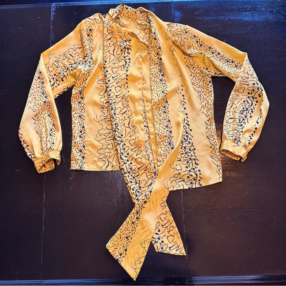 Vintage Eva Laurel Size 6 Medium Oversized Yellow and Black Party Unique Bold